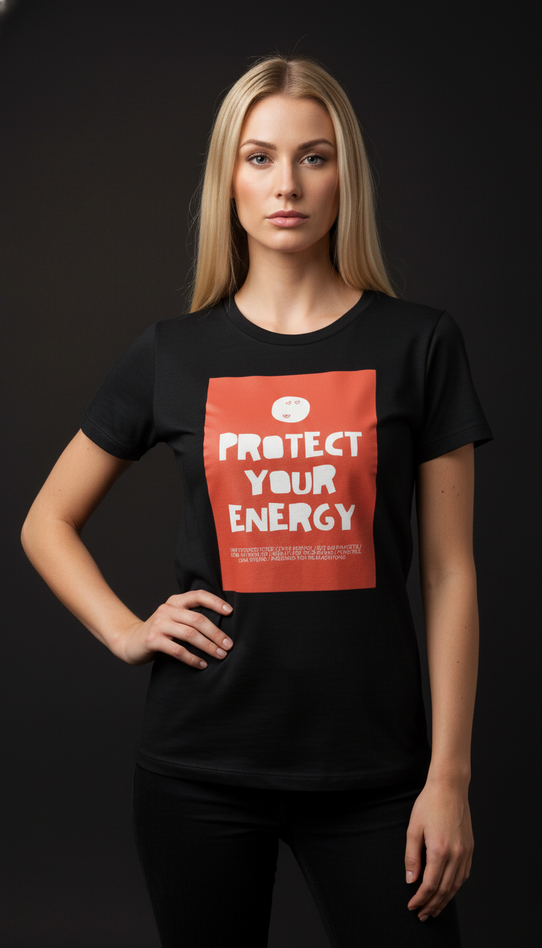 Protect Your Energy Cotton T-Shirt for Women | Motivational Graphic Tee