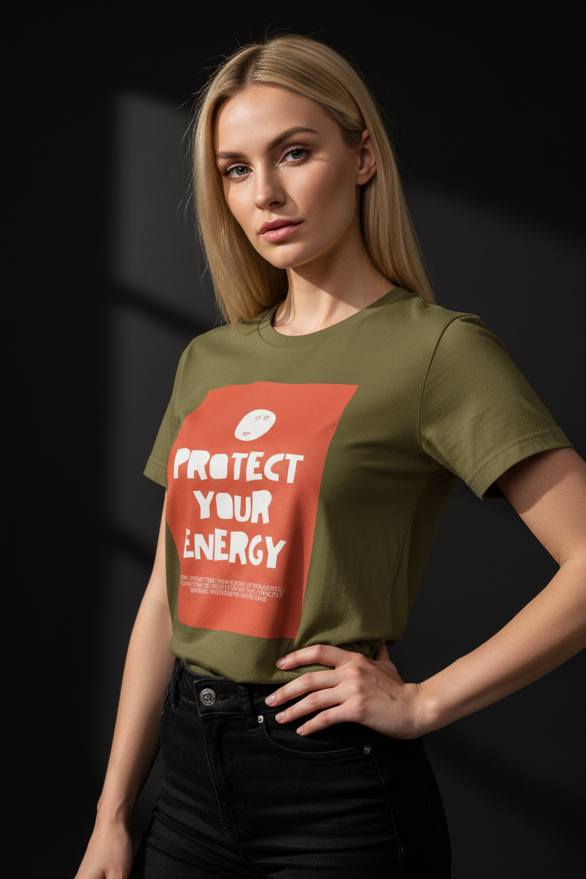Protect Your Energy Cotton T-Shirt for Women | Motivational Graphic Tee