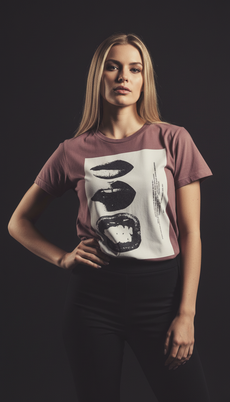Abstract Lips Graphic T-Shirt for Women – Street Style Statement Tee