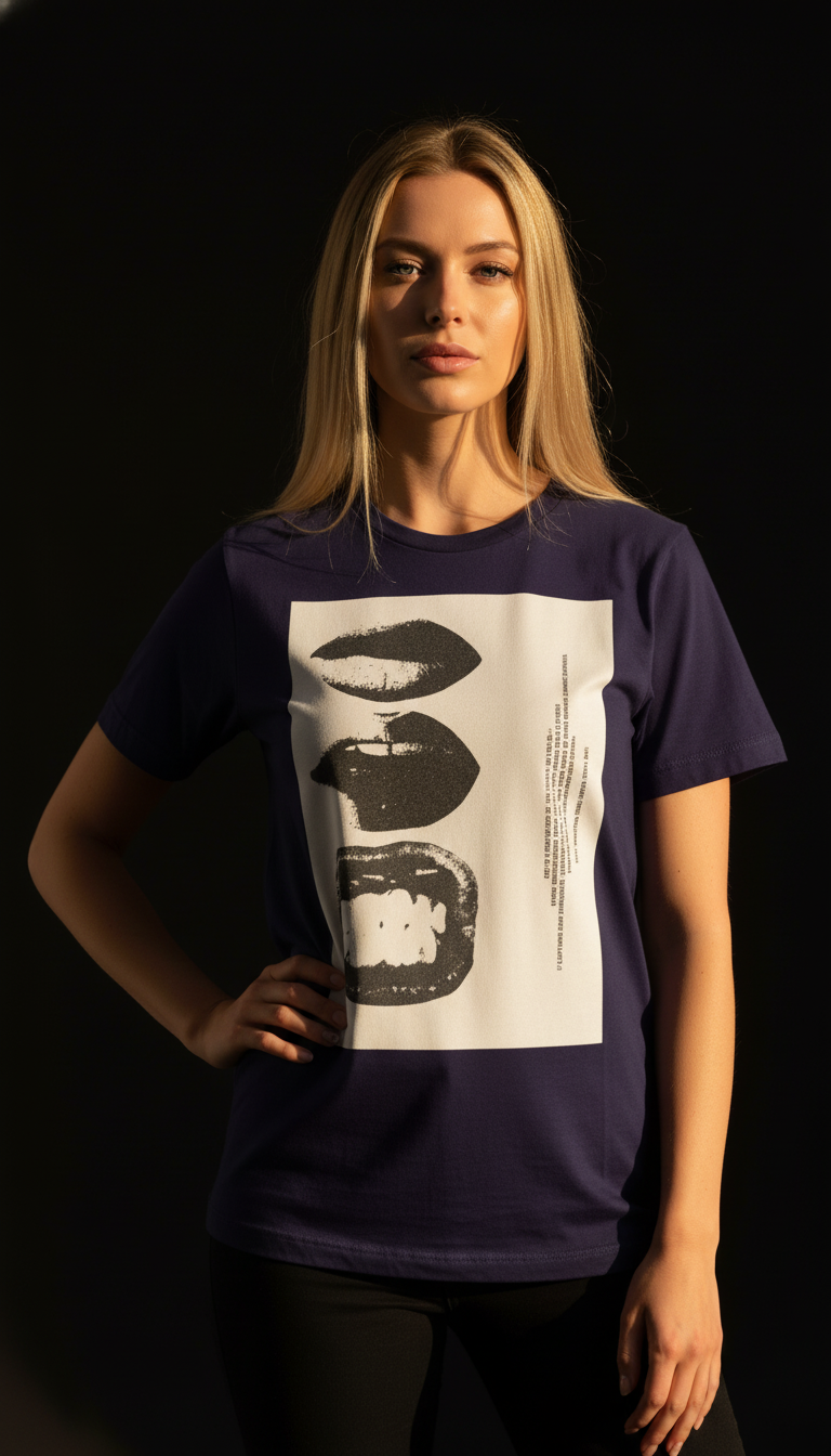 Abstract Lips Graphic T-Shirt for Women – Street Style Statement Tee