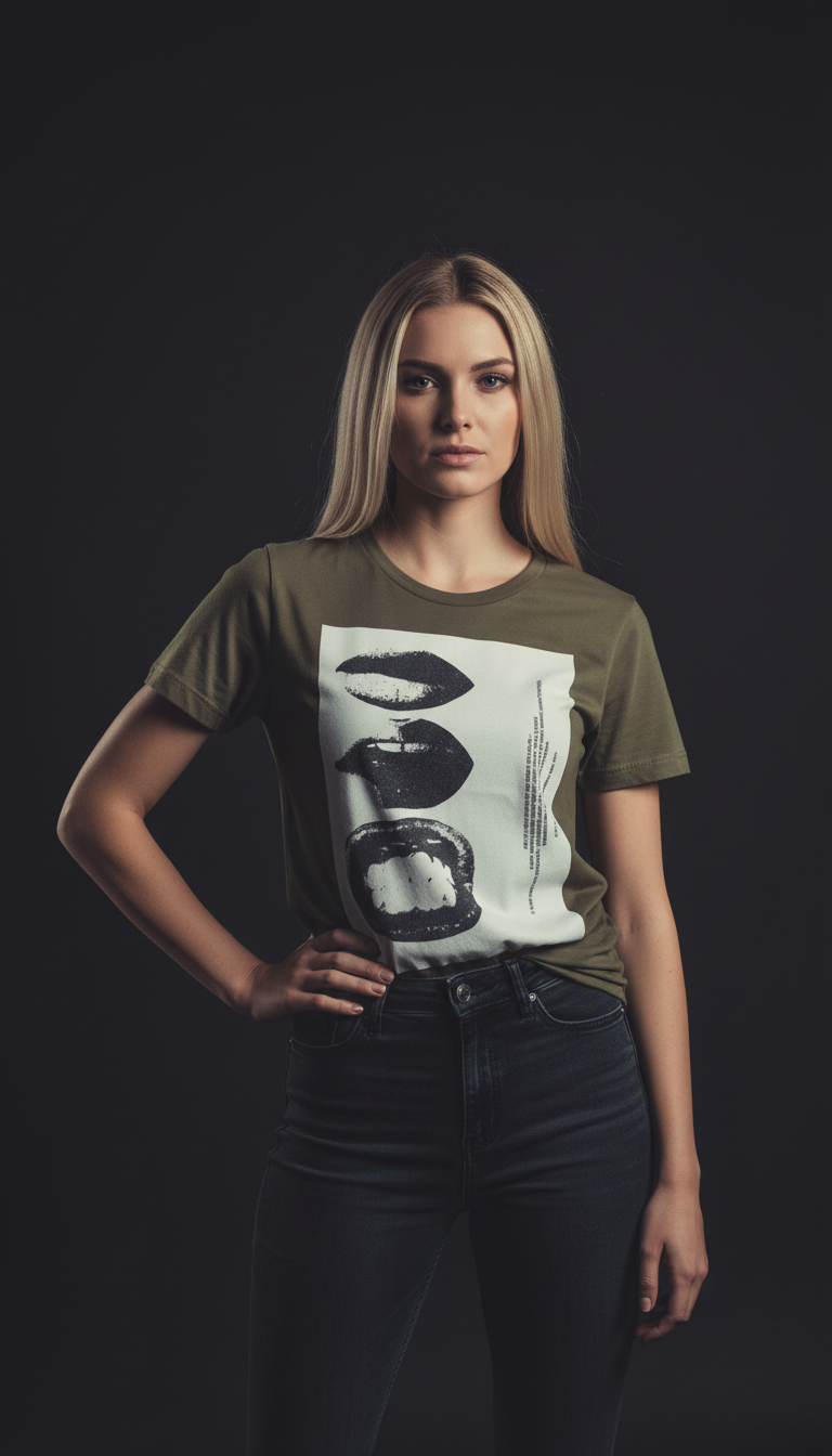 Abstract Lips Graphic T-Shirt for Women – Street Style Statement Tee