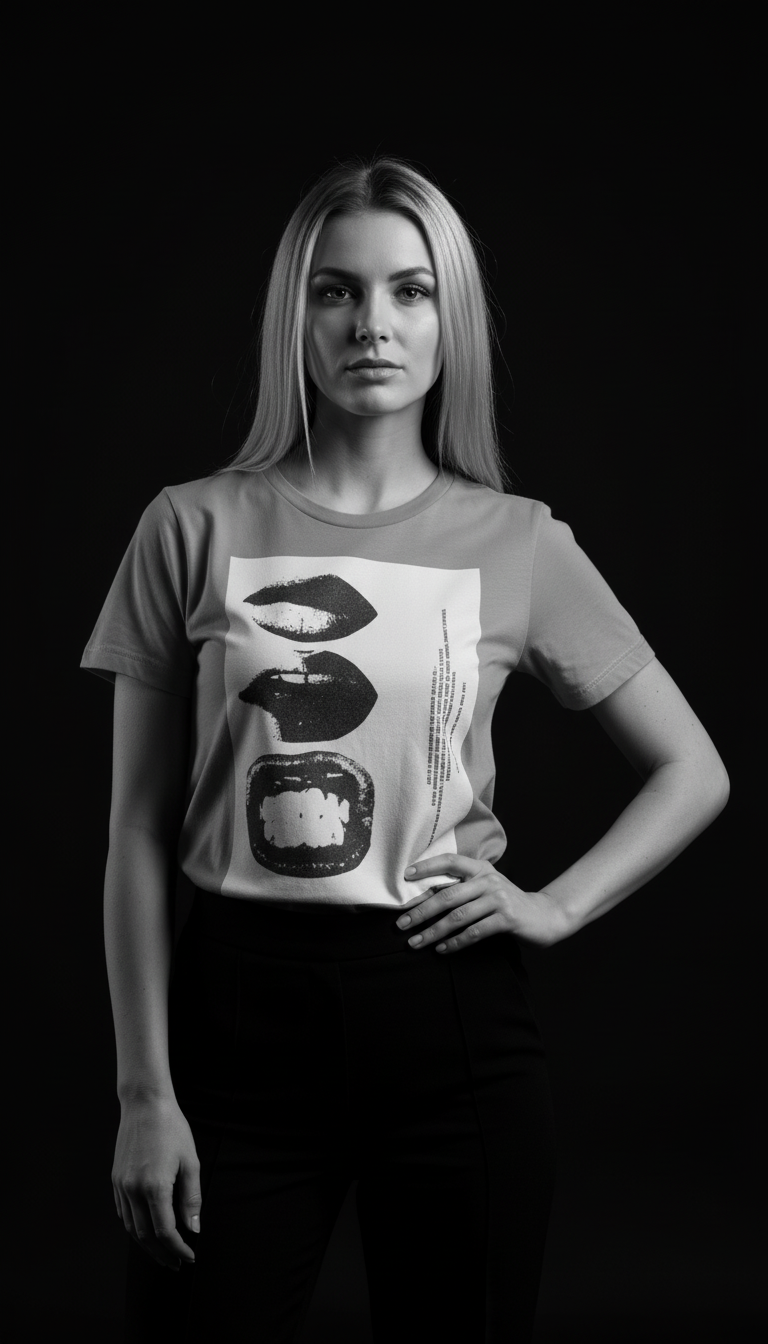 Abstract Lips Graphic T-Shirt for Women – Street Style Statement Tee
