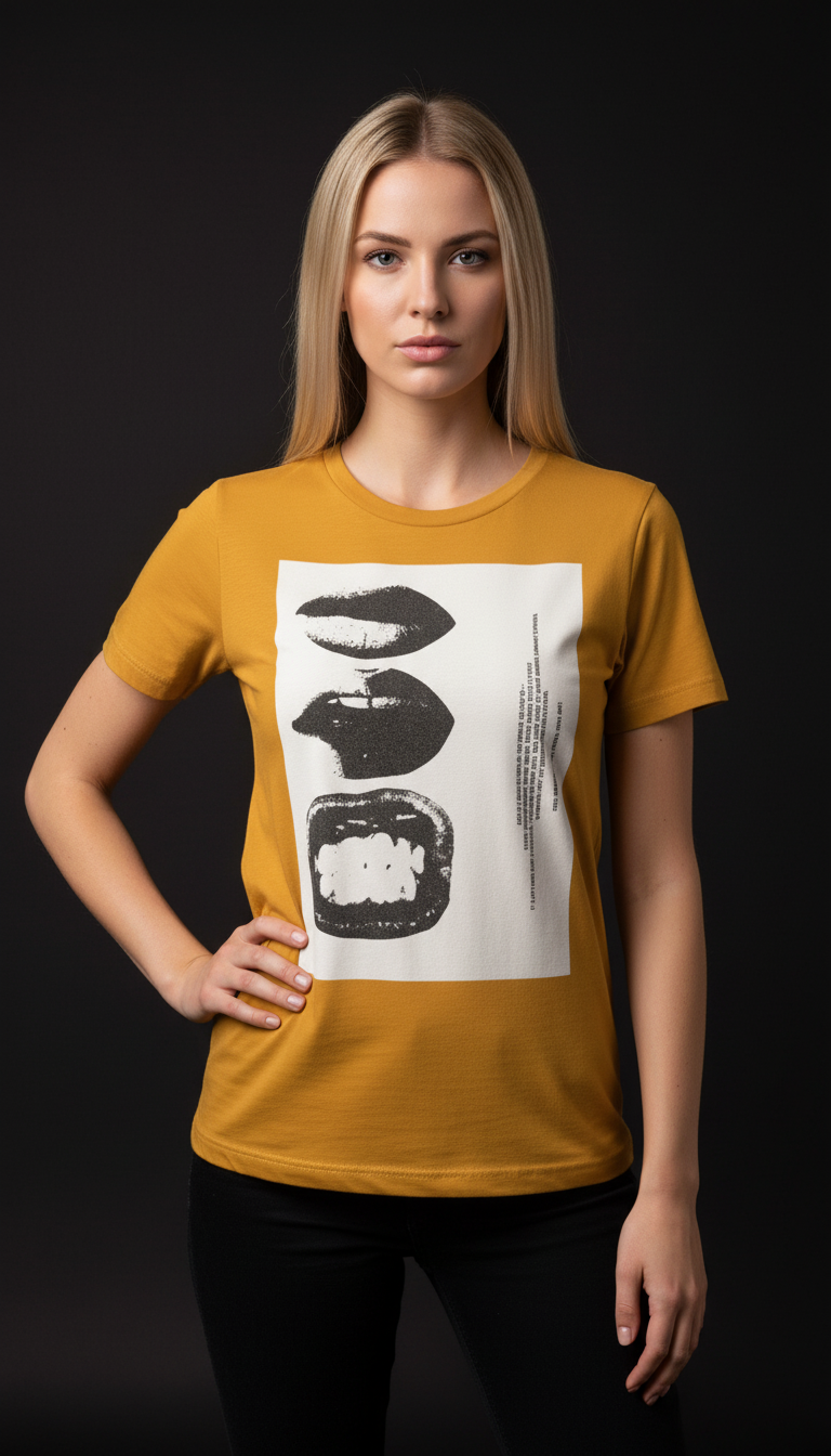 Abstract Lips Graphic T-Shirt for Women – Street Style Statement Tee
