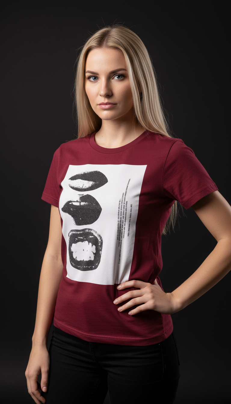 Abstract Lips Graphic T-Shirt for Women – Street Style Statement Tee