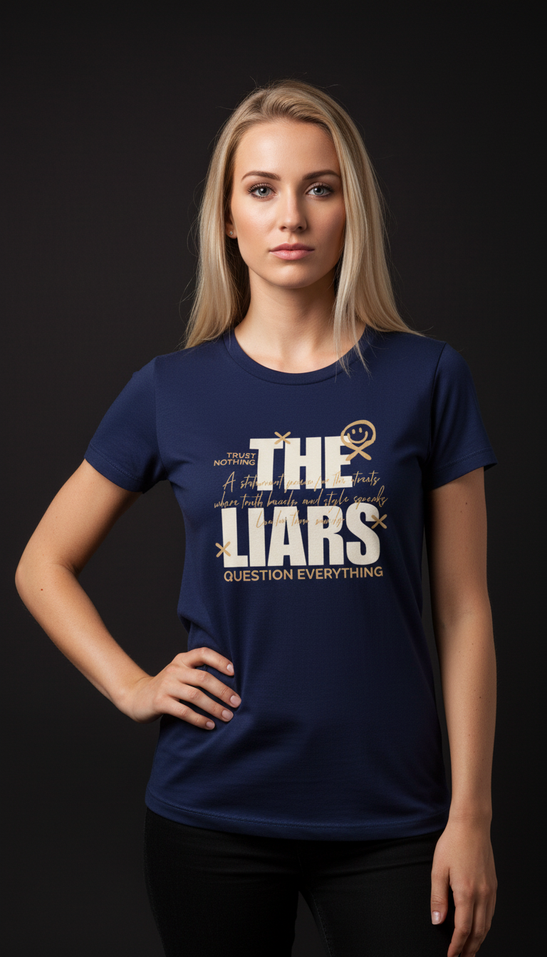 “THE LIARS – Trust Nothing, Question Everything” Black T-Shirt for Women