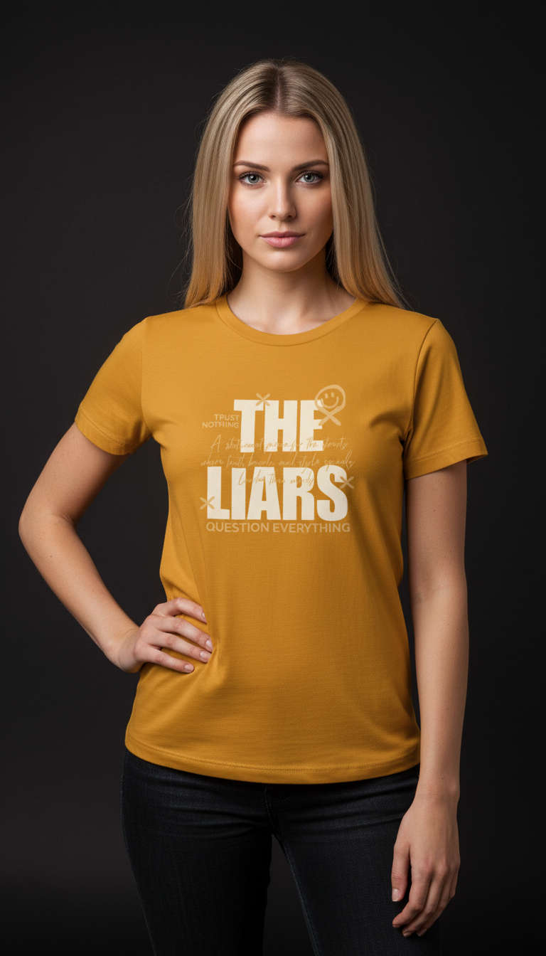 “THE LIARS – Trust Nothing, Question Everything” Black T-Shirt for Women