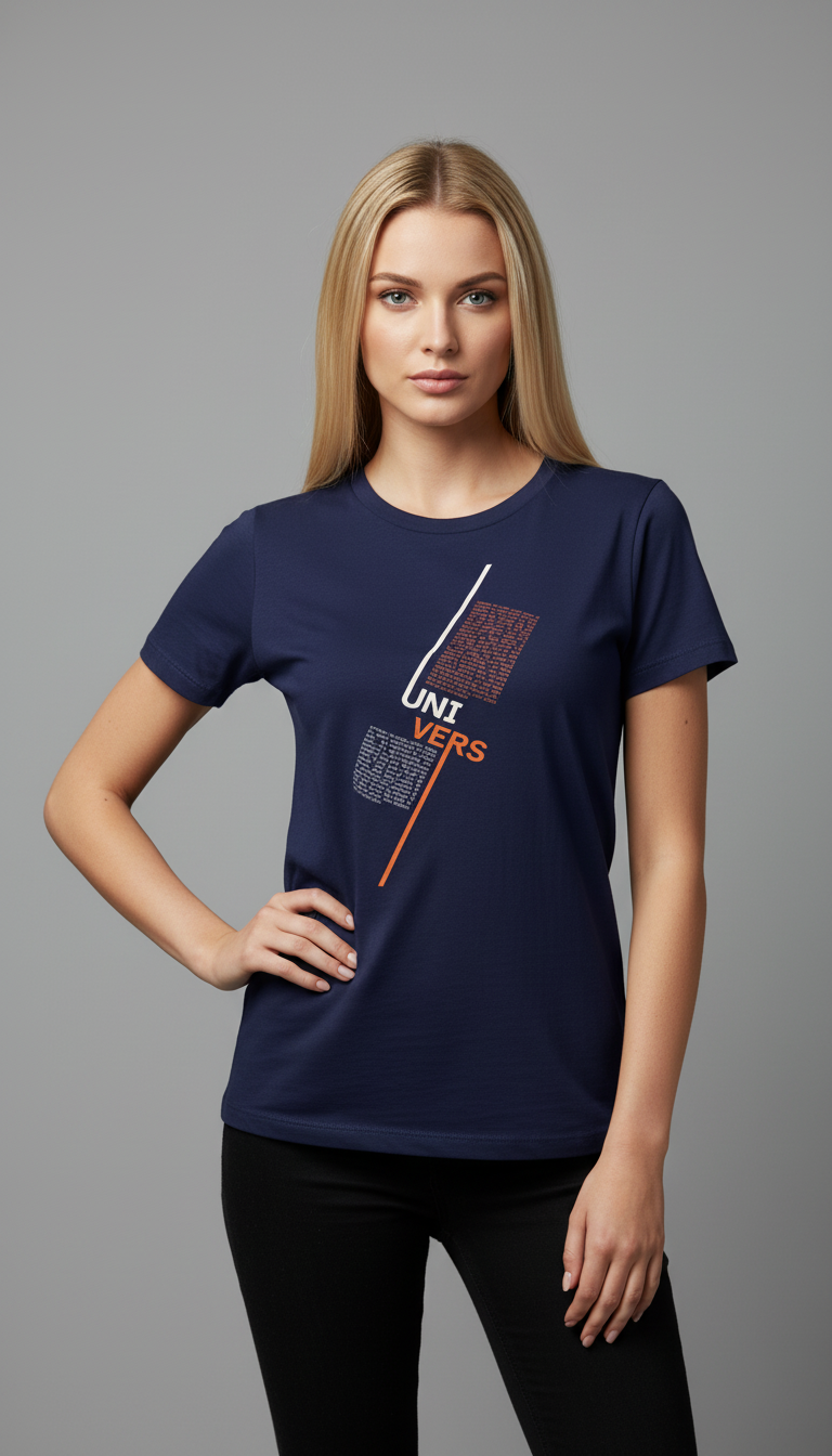 “UNIVERS” Minimal Graphic Mauve T-Shirt for Women – Modern Aesthetic Streetwear