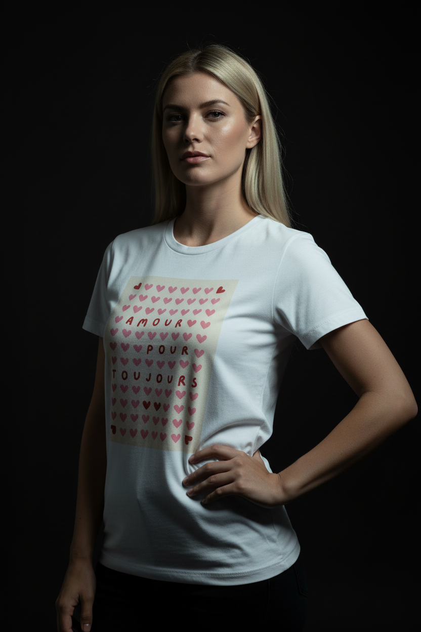 Amour Pour Toujours Cotton T-Shirt for Women | Love Graphic Tee