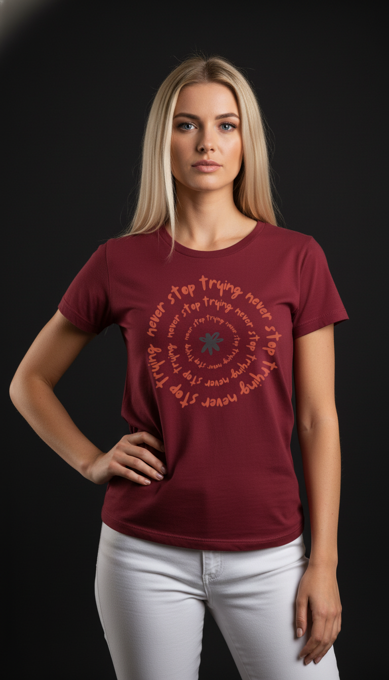 Never Stop Trying Cotton T-Shirt for Women | Motivational Graphic Tee