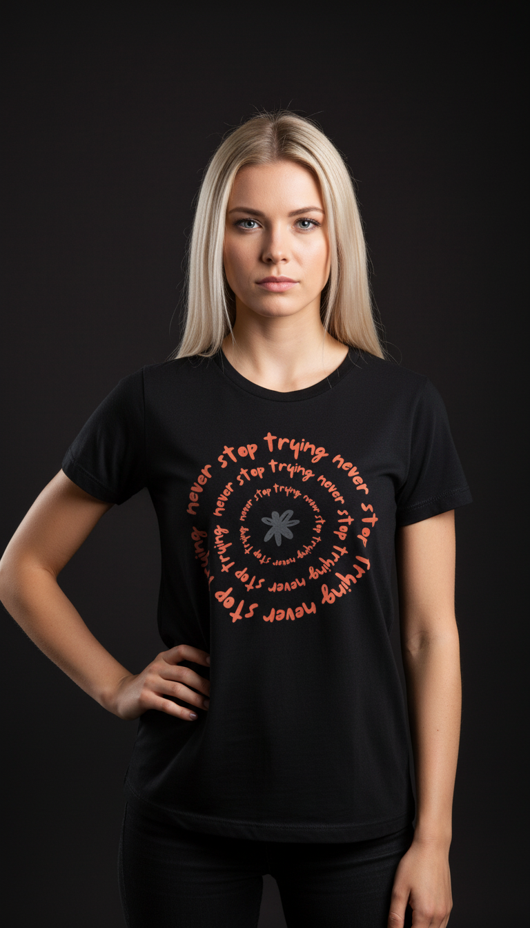 Never Stop Trying Cotton T-Shirt for Women | Motivational Graphic Tee