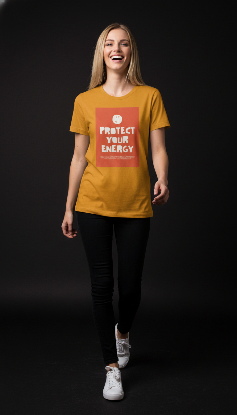 Protect Your Energy Cotton T-Shirt for Women | Motivational Graphic Tee