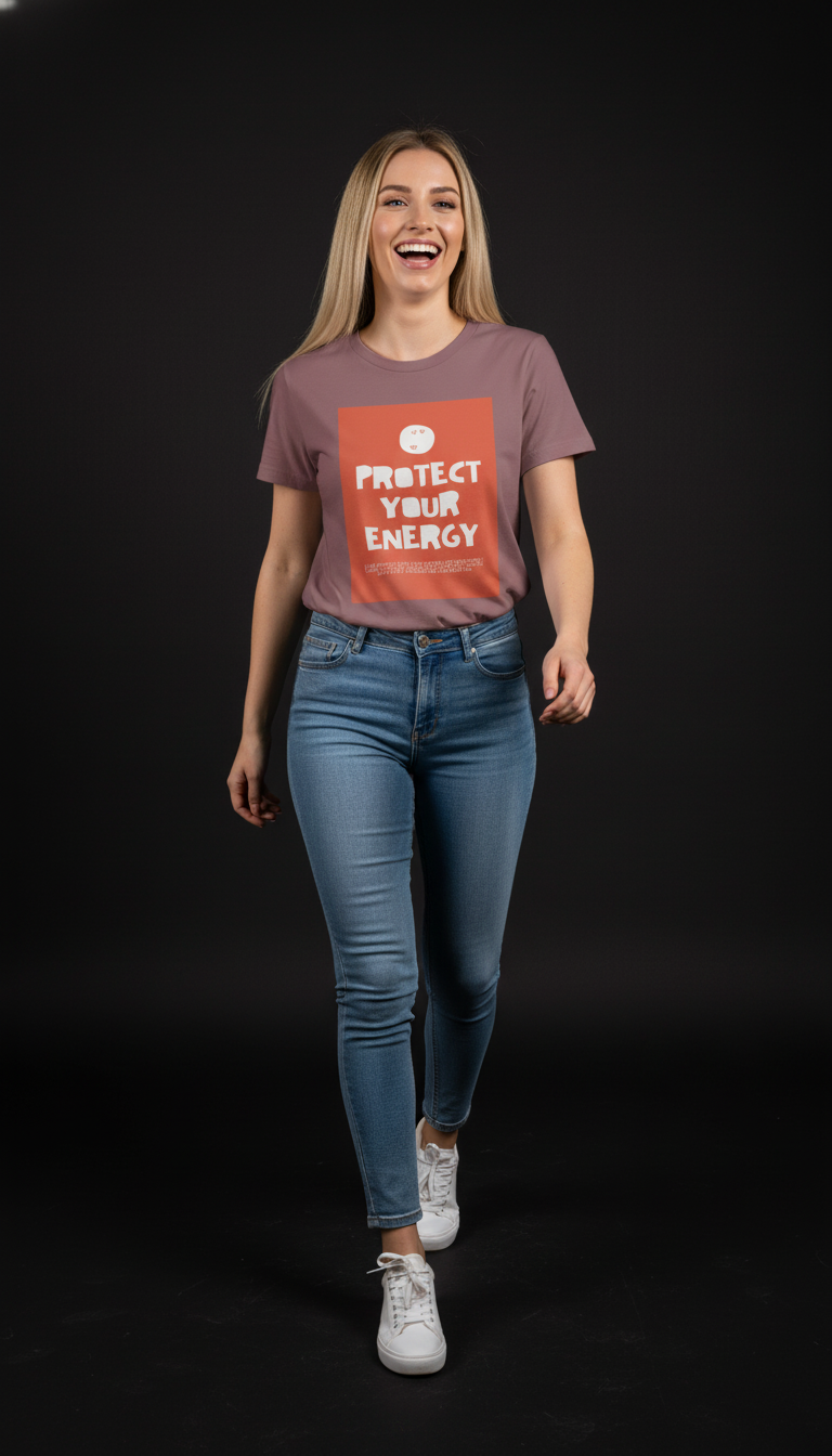 Protect Your Energy Cotton T-Shirt for Women | Motivational Graphic Tee