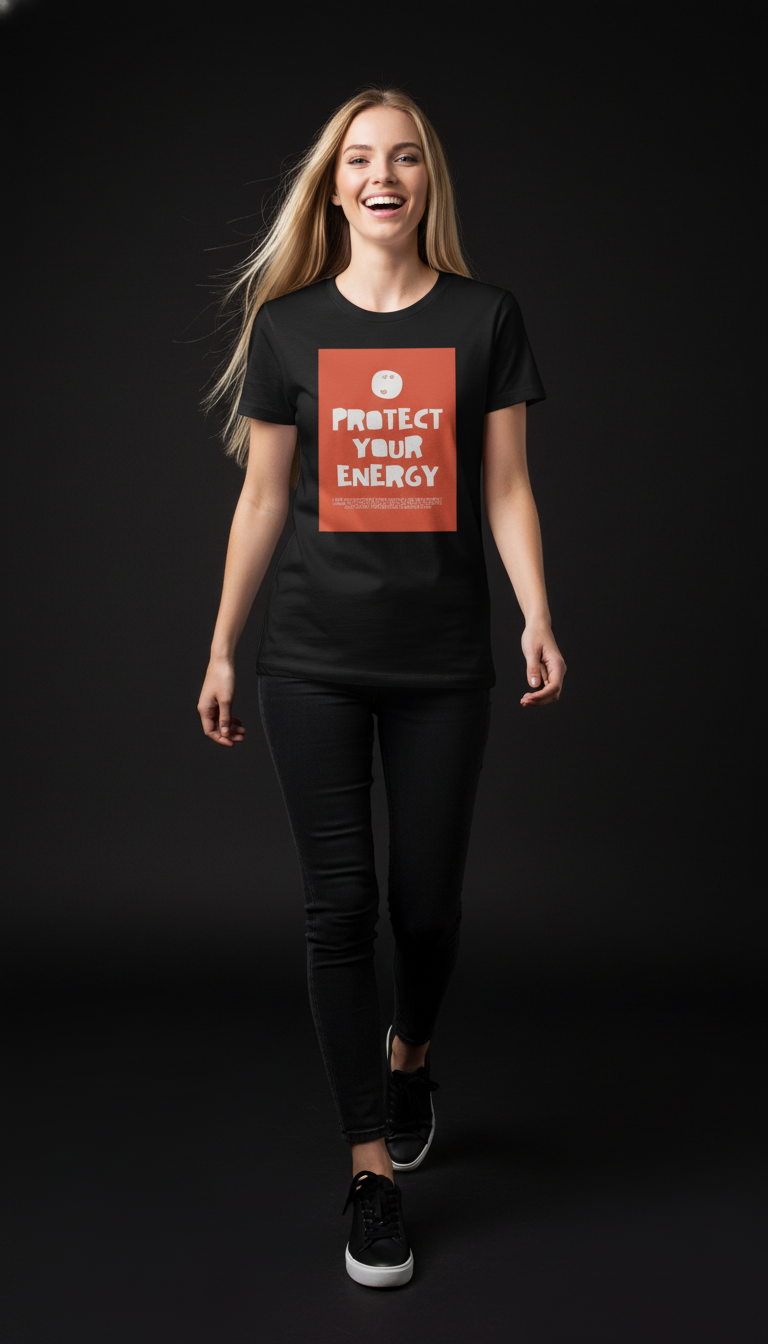 Protect Your Energy Cotton T-Shirt for Women | Motivational Graphic Tee
