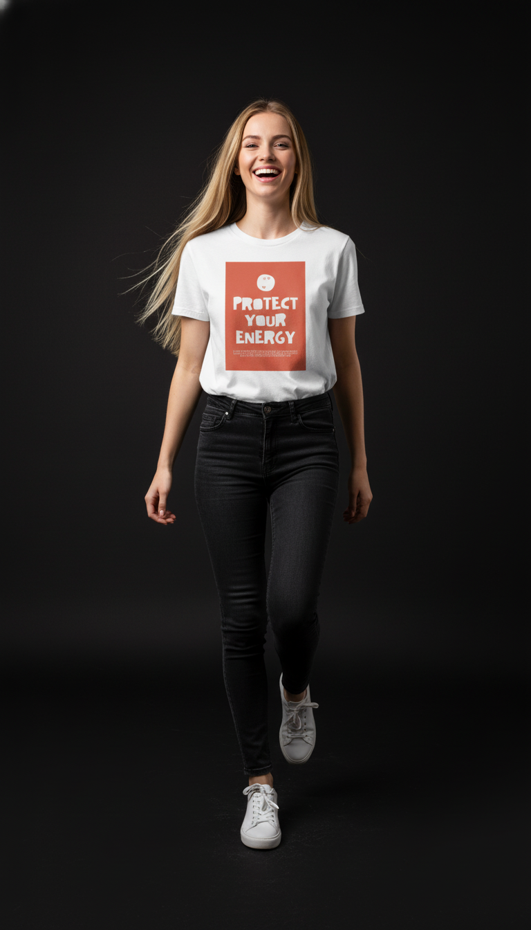 Protect Your Energy Cotton T-Shirt for Women | Motivational Graphic Tee