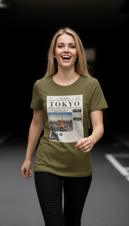 Tokyo City Print Cotton T-Shirt for Women | Casual Graphic Tee