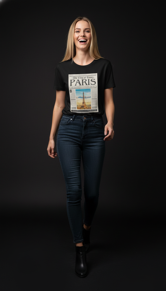 Paris City Print Cotton T-Shirt for Women | Casual Graphic Tee