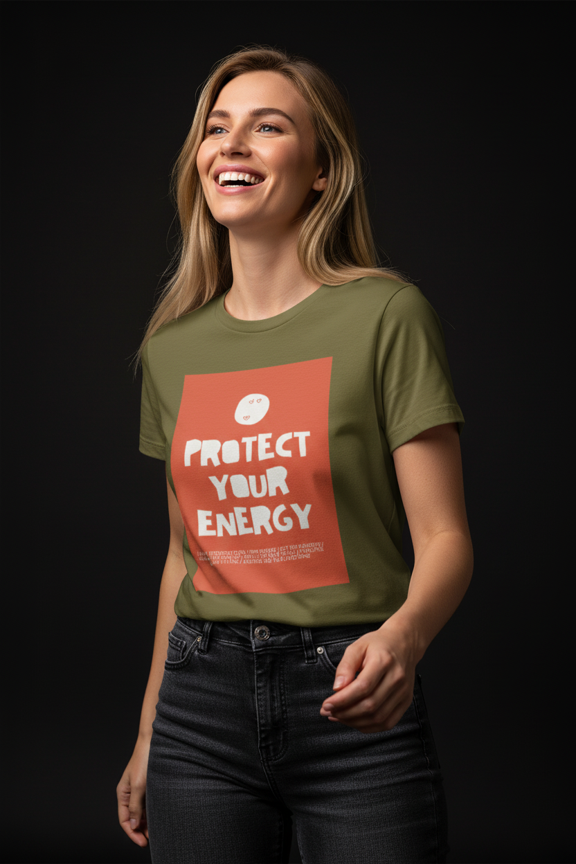 Protect Your Energy Cotton T-Shirt for Women | Motivational Graphic Tee
