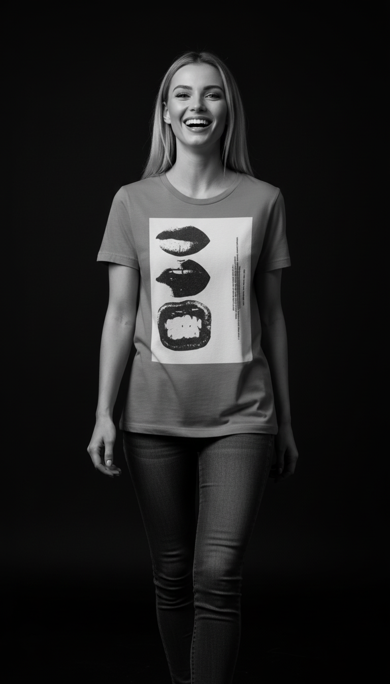 Abstract Lips Graphic T-Shirt for Women – Street Style Statement Tee