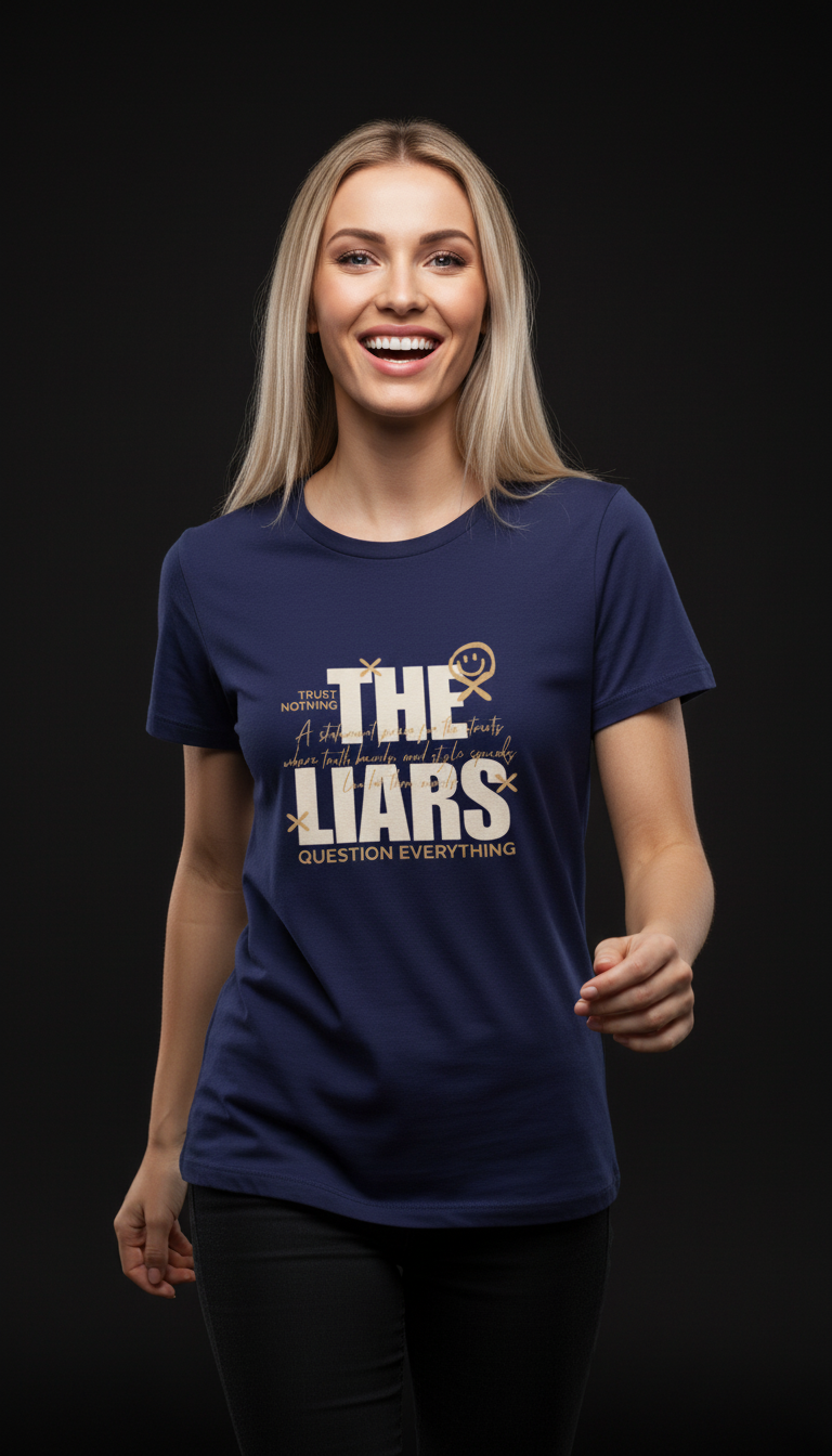 “THE LIARS – Trust Nothing, Question Everything” Black T-Shirt for Women