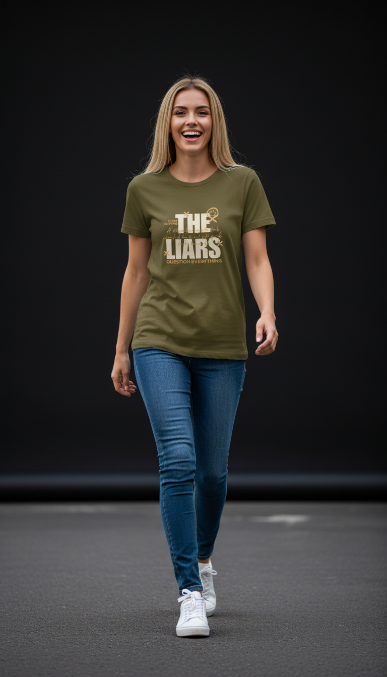 “THE LIARS – Trust Nothing, Question Everything” Black T-Shirt for Women