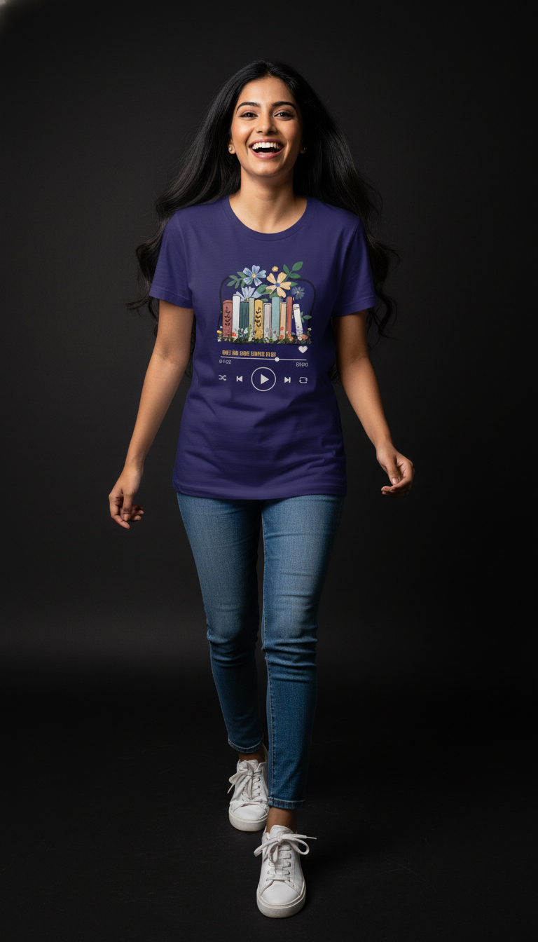 Book Lover Cotton T-Shirt for Women | Reading Graphic Tee