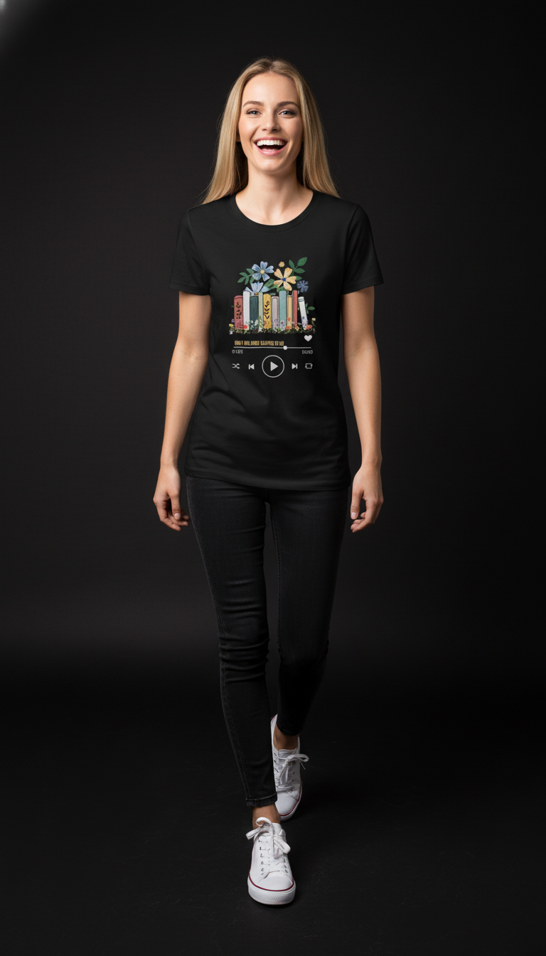 Book Lover Cotton T-Shirt for Women | Reading Graphic Tee