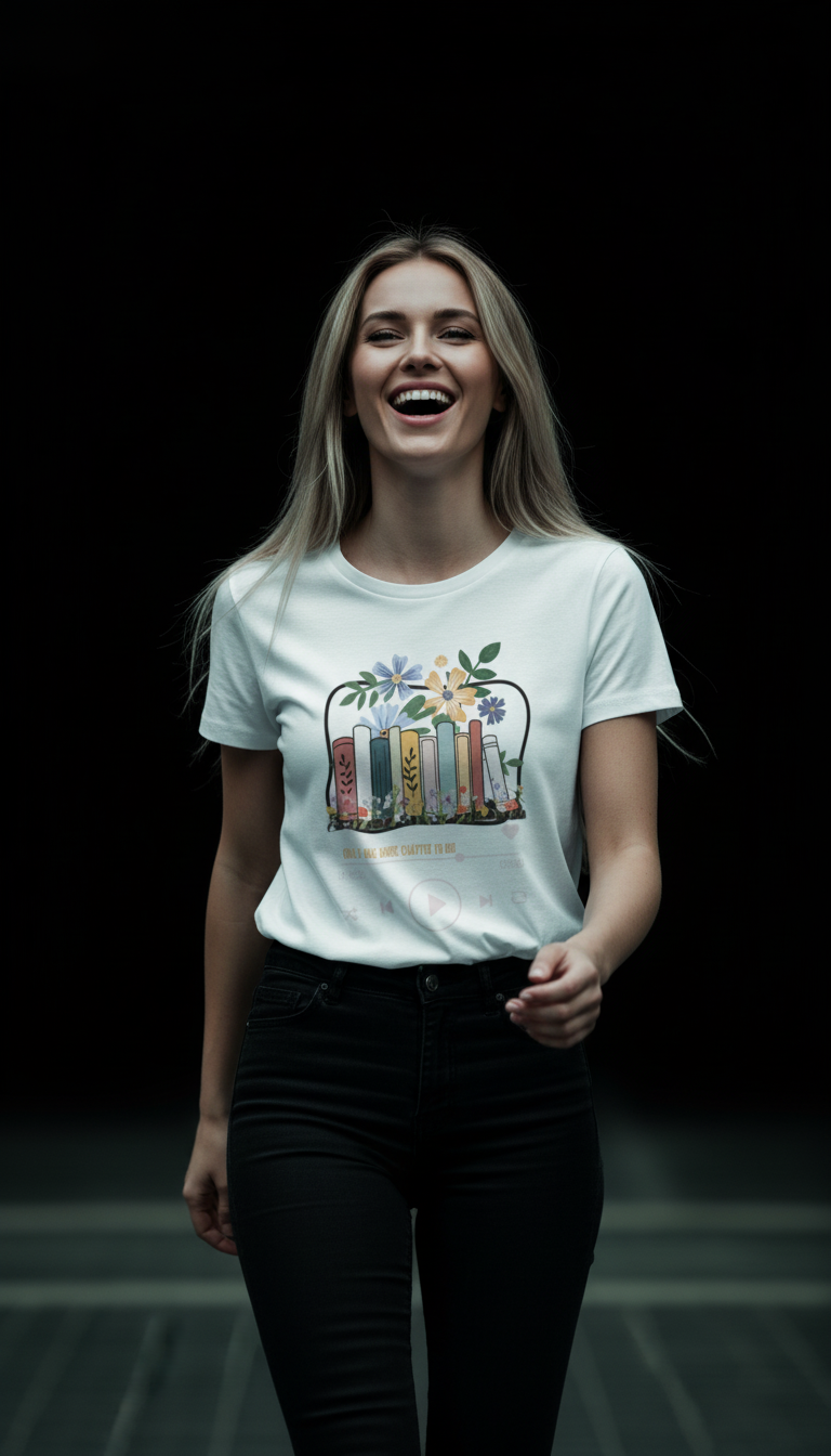 “Only One More Chapter” Book Lover Graphic Maroon T-Shirt for Women