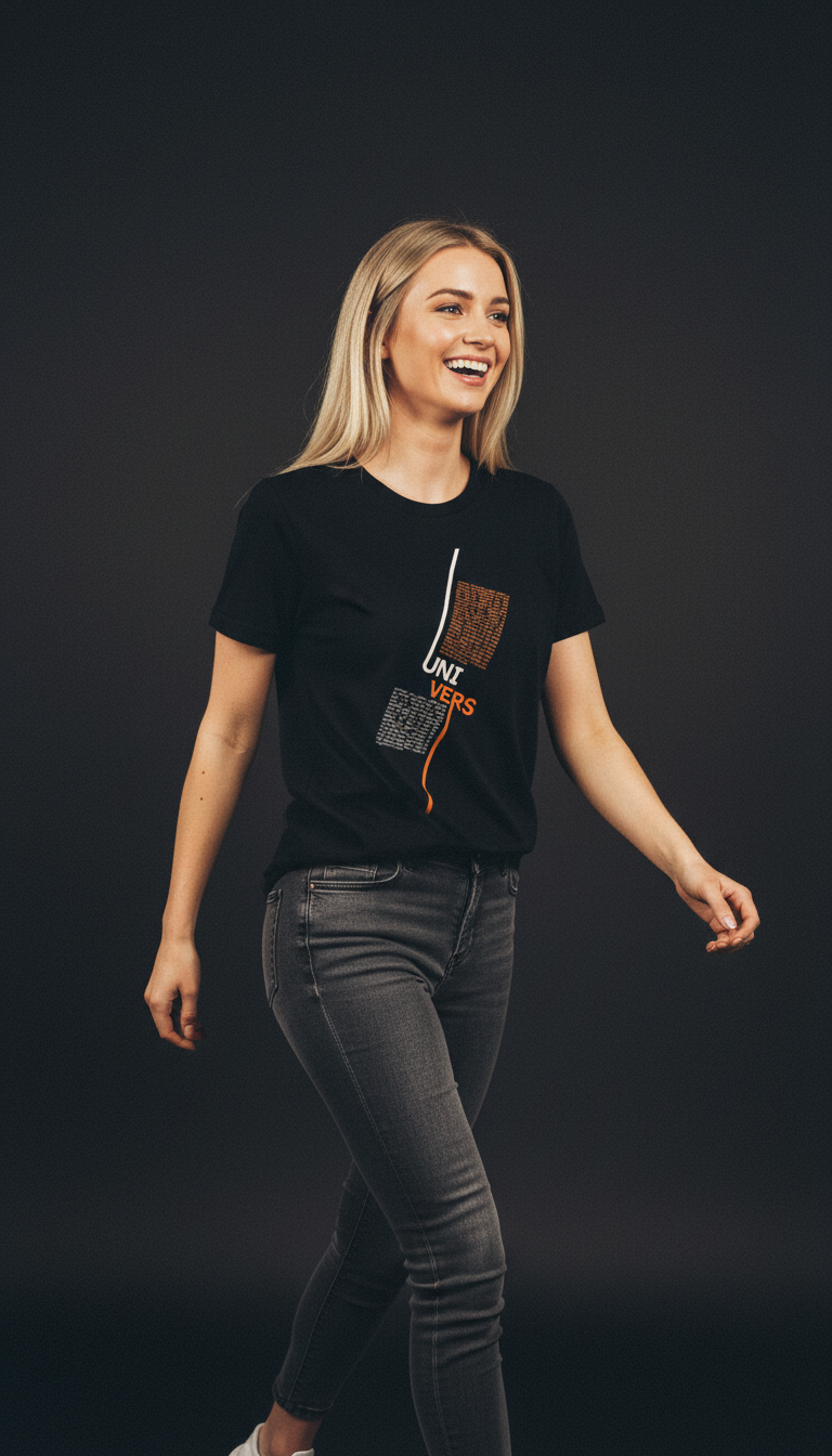 “UNIVERS” Minimal Graphic Mauve T-Shirt for Women – Modern Aesthetic Streetwear