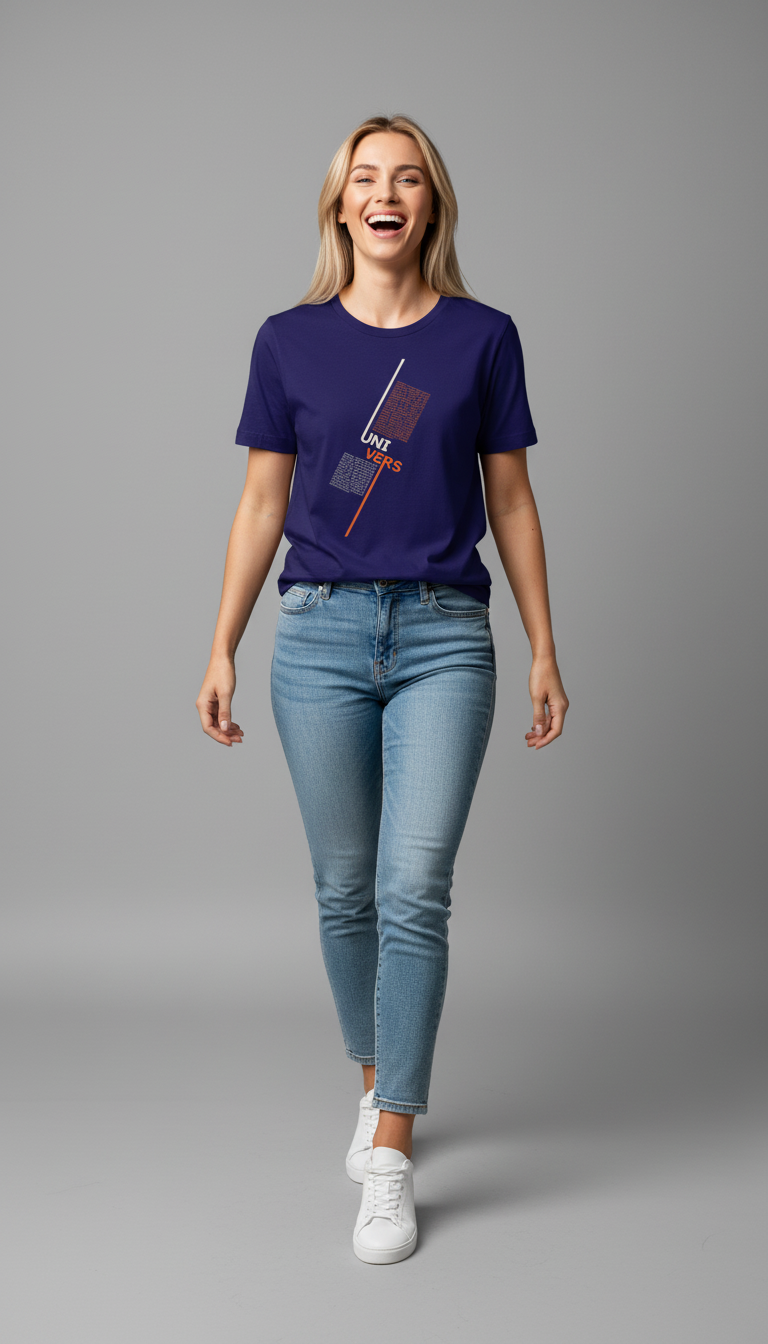 “UNIVERS” Minimal Graphic Mauve T-Shirt for Women – Modern Aesthetic Streetwear
