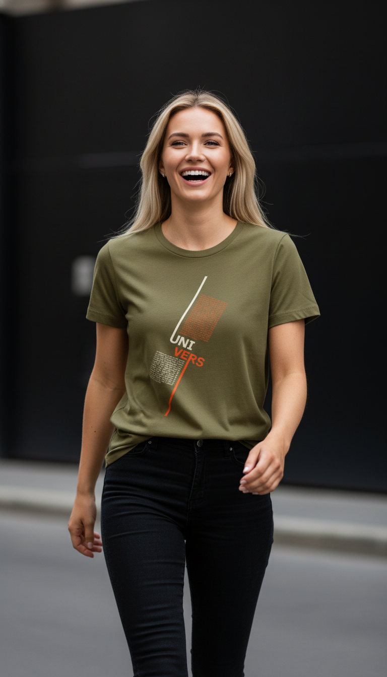 “UNIVERS” Minimal Graphic Mauve T-Shirt for Women – Modern Aesthetic Streetwear