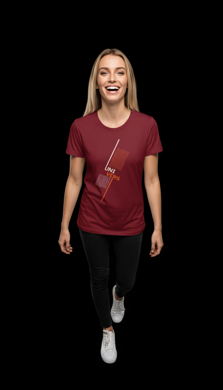 “UNIVERS” Minimal Graphic Mauve T-Shirt for Women – Modern Aesthetic Streetwear