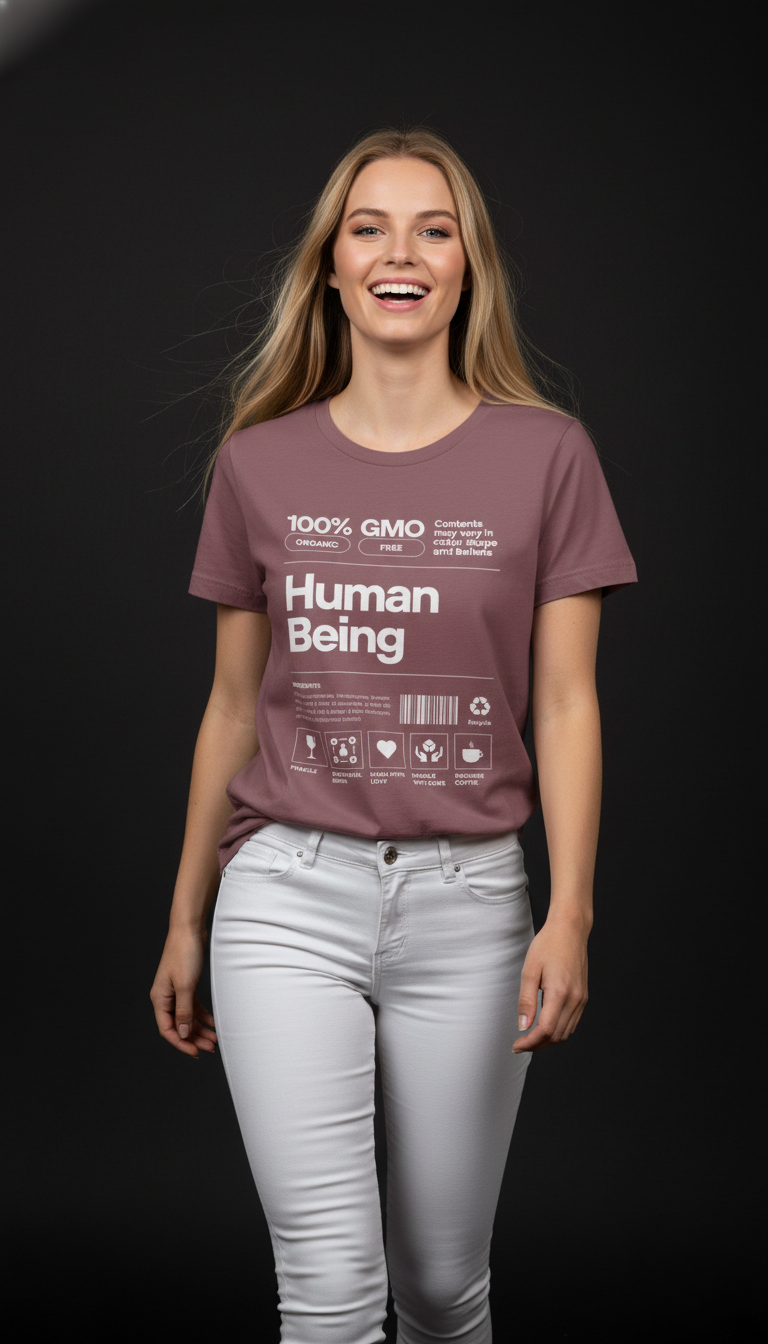 Human Being Cotton T-Shirt for Women | Statement Graphic Tee