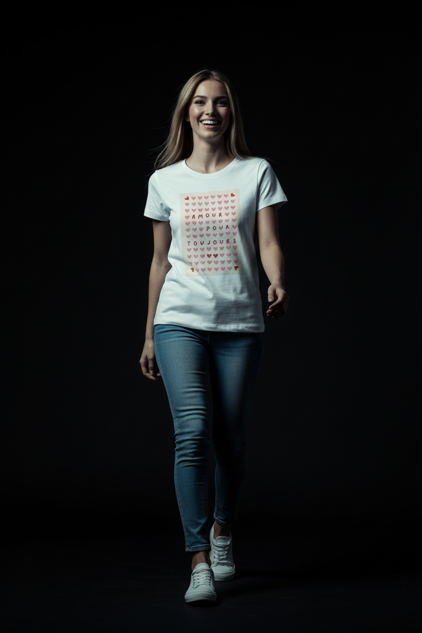 Amour Pour Toujours Cotton T-Shirt for Women | Love Graphic Tee