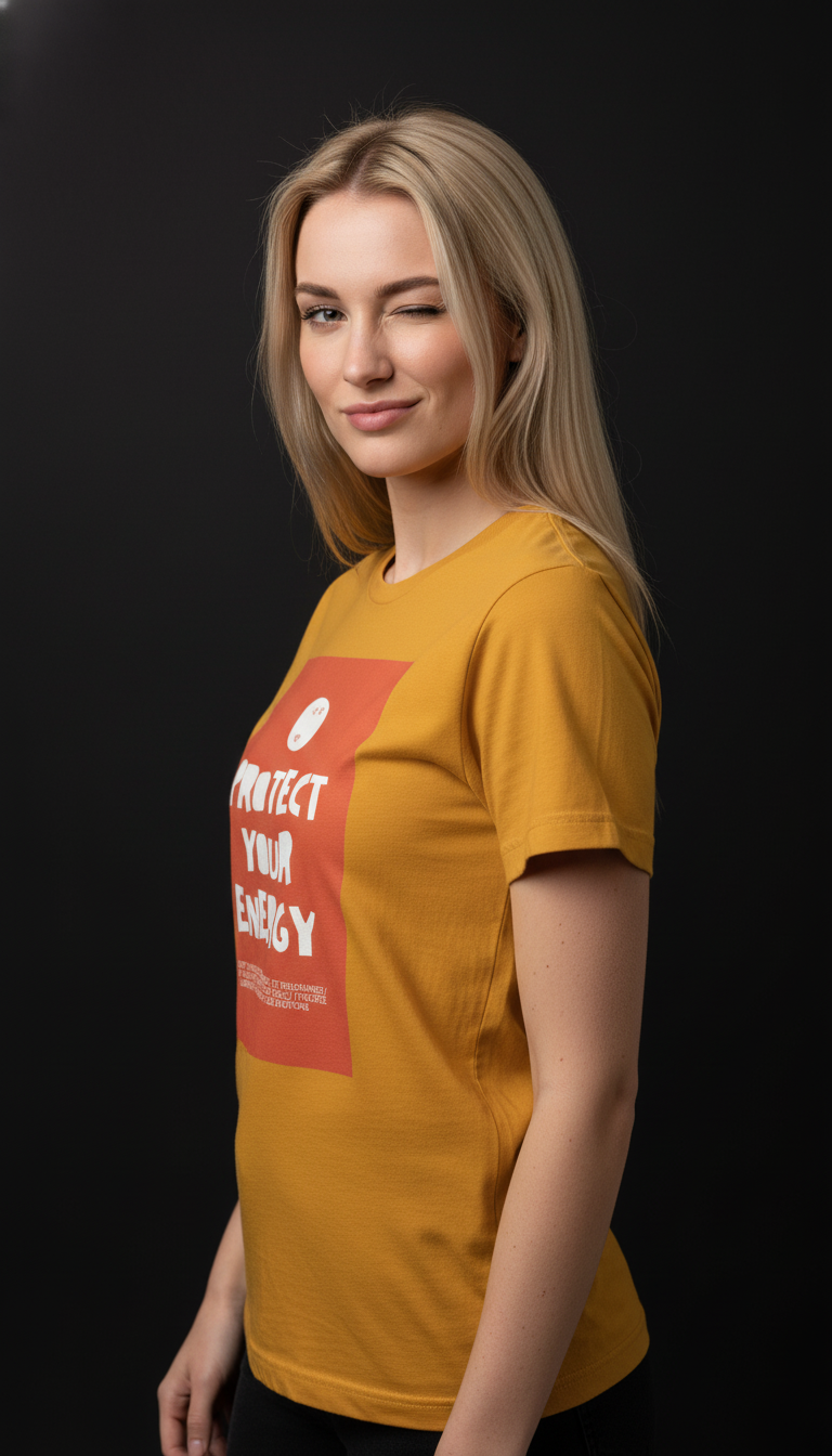 Protect Your Energy Cotton T-Shirt for Women | Motivational Graphic Tee