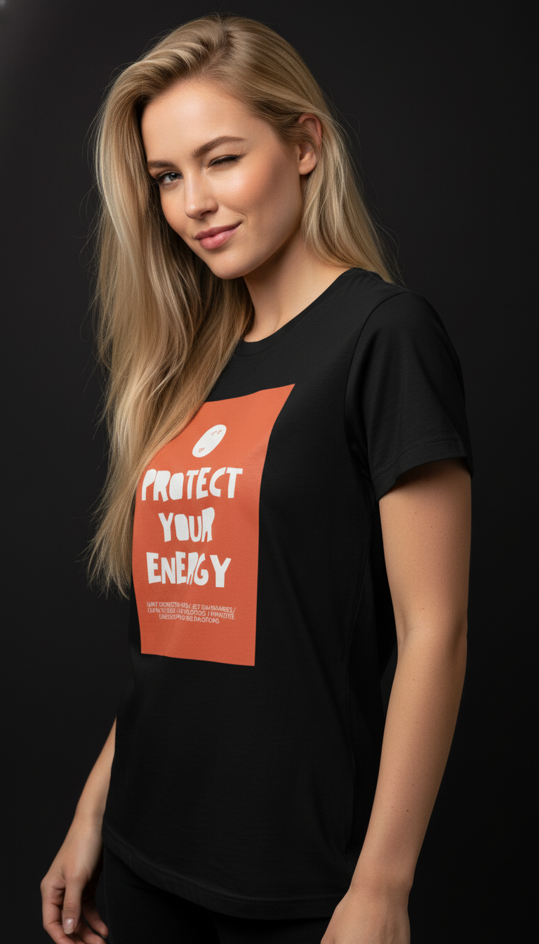 Protect Your Energy Cotton T-Shirt for Women | Motivational Graphic Tee