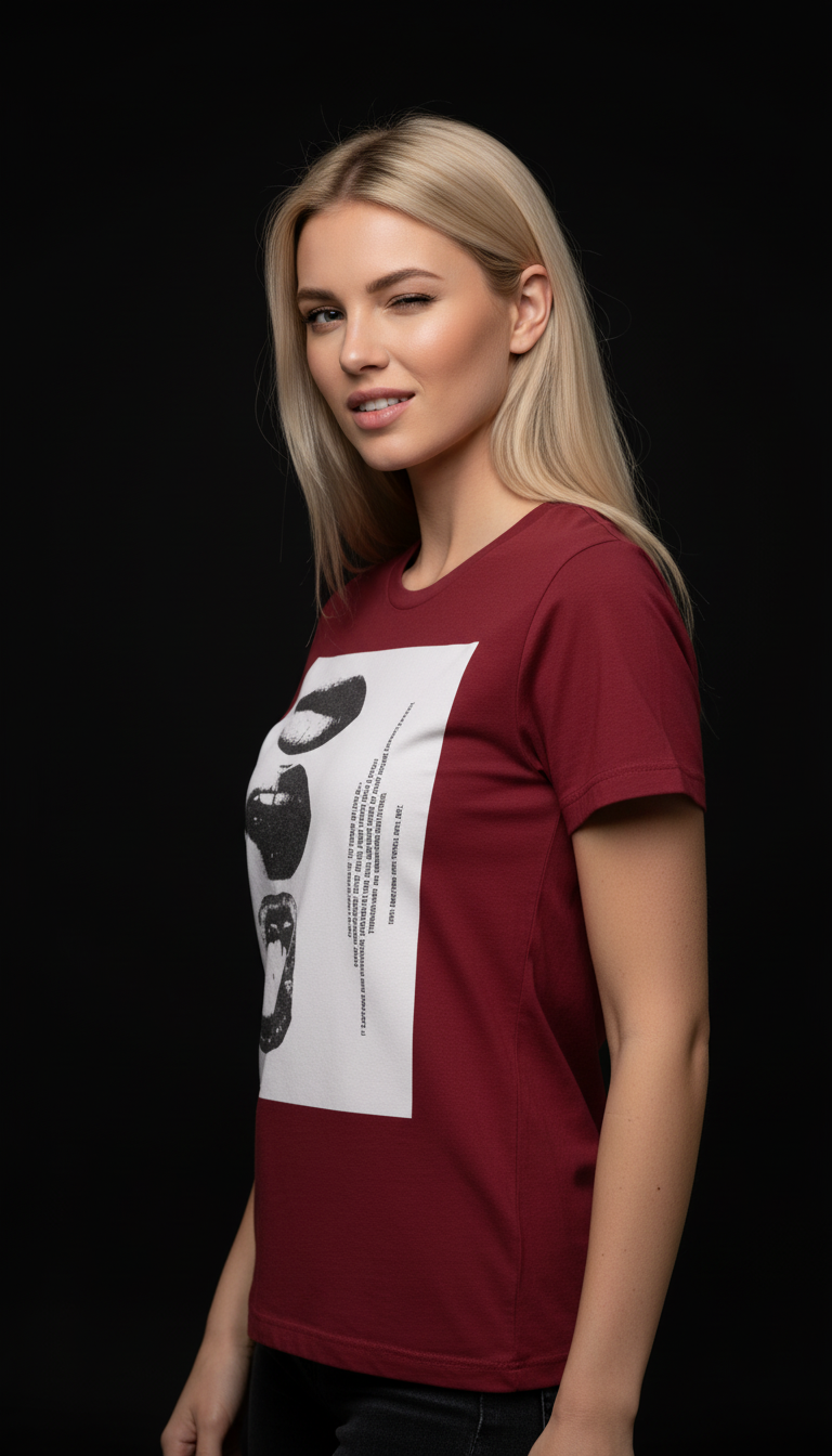Abstract Lips Graphic T-Shirt for Women – Street Style Statement Tee