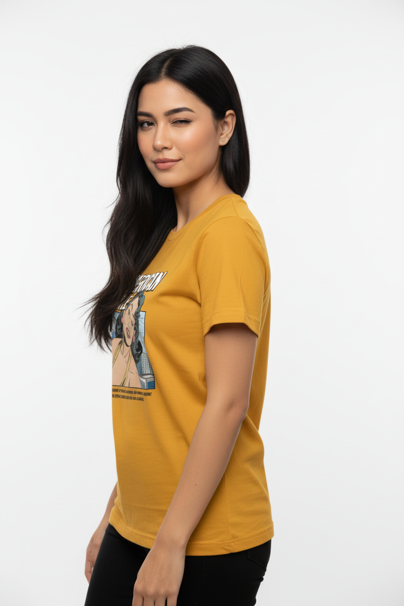 “American Style” Retro Comic Graphic T-Shirt for Women