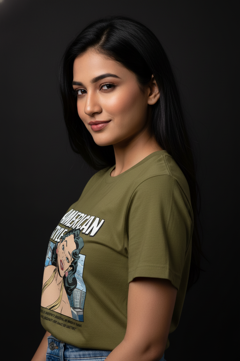 “American Style” Retro Comic Graphic T-Shirt for Women