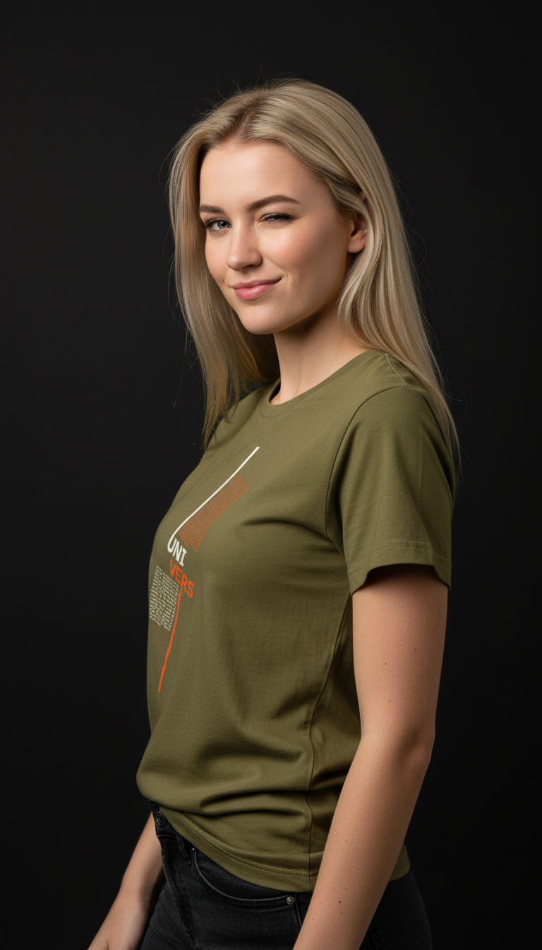 “UNIVERS” Minimal Graphic Mauve T-Shirt for Women – Modern Aesthetic Streetwear