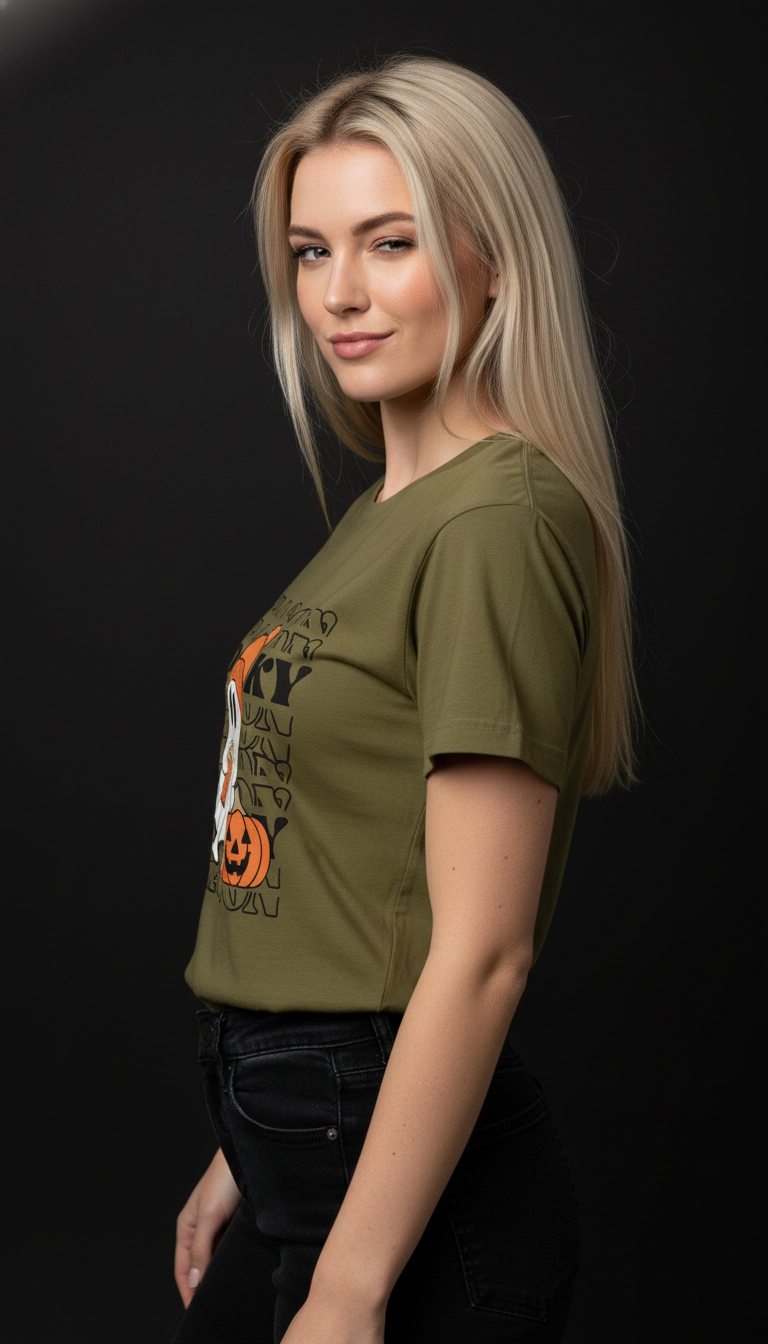 Spooky Halloween Cotton T-Shirt for Women | Cute Ghost Graphic Tee