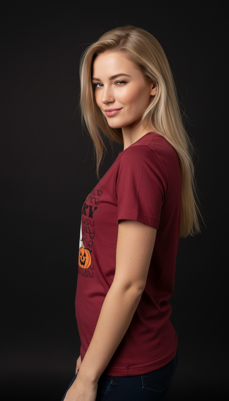 Spooky Halloween Cotton T-Shirt for Women | Cute Ghost Graphic Tee