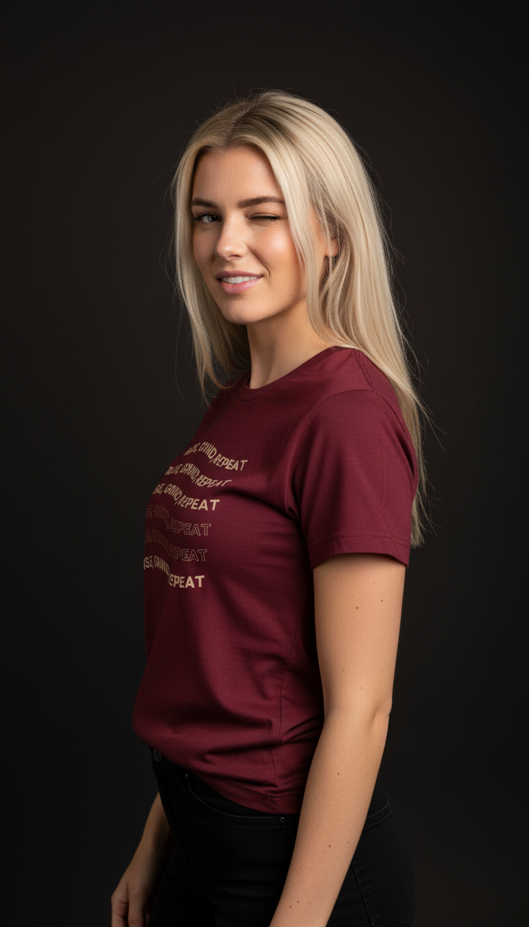 Rise, Grind, Repeat Cotton T-Shirt for Women | Motivational Graphic Tee