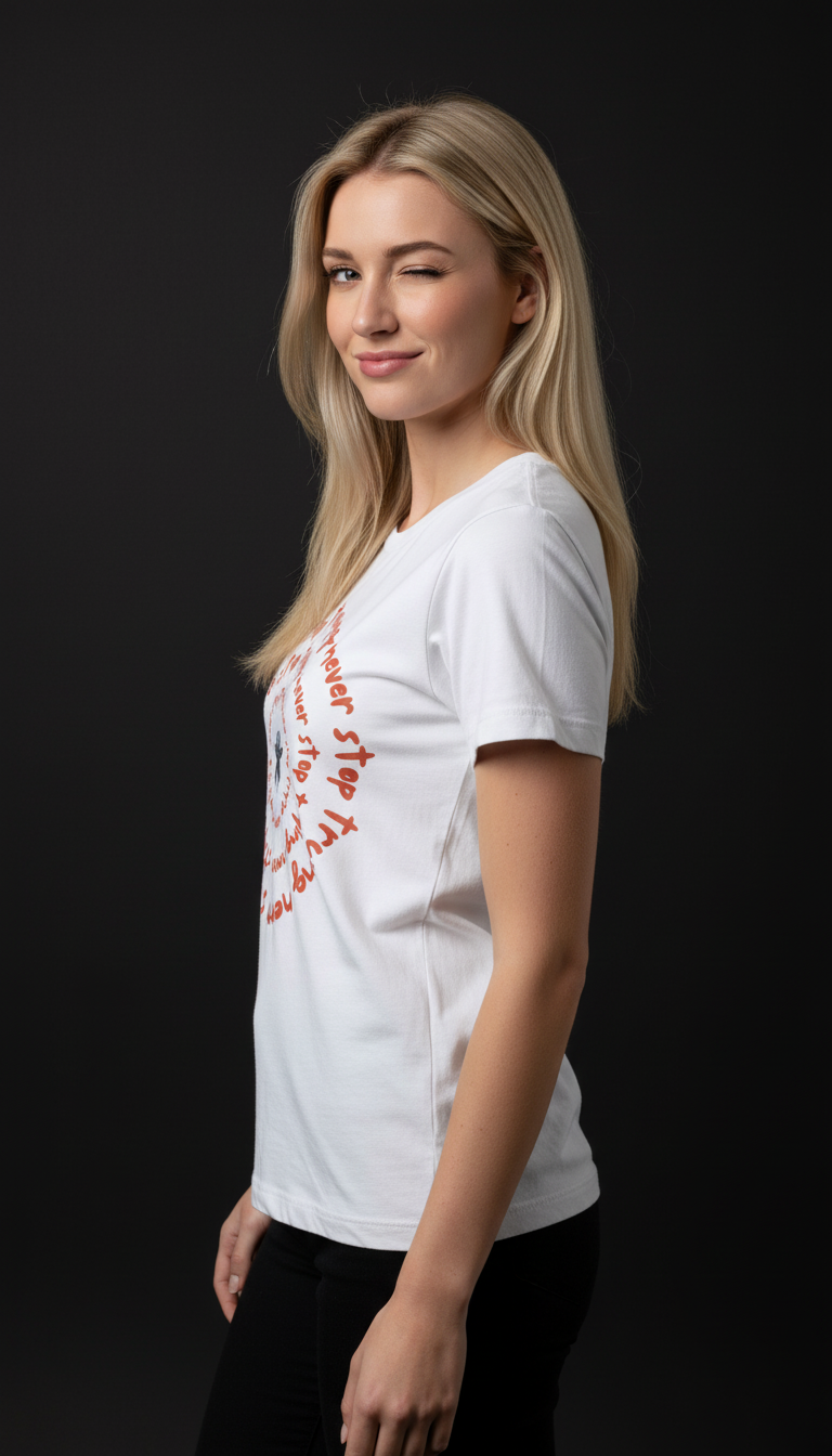 Never Stop Trying Cotton T-Shirt for Women | Motivational Graphic Tee