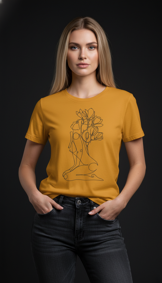 Abstract Face Graphic Printed T-Shirt for Women