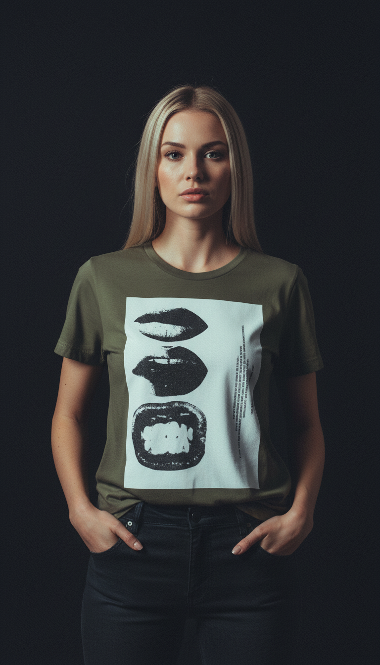 Abstract Lips Graphic T-Shirt for Women – Street Style Statement Tee