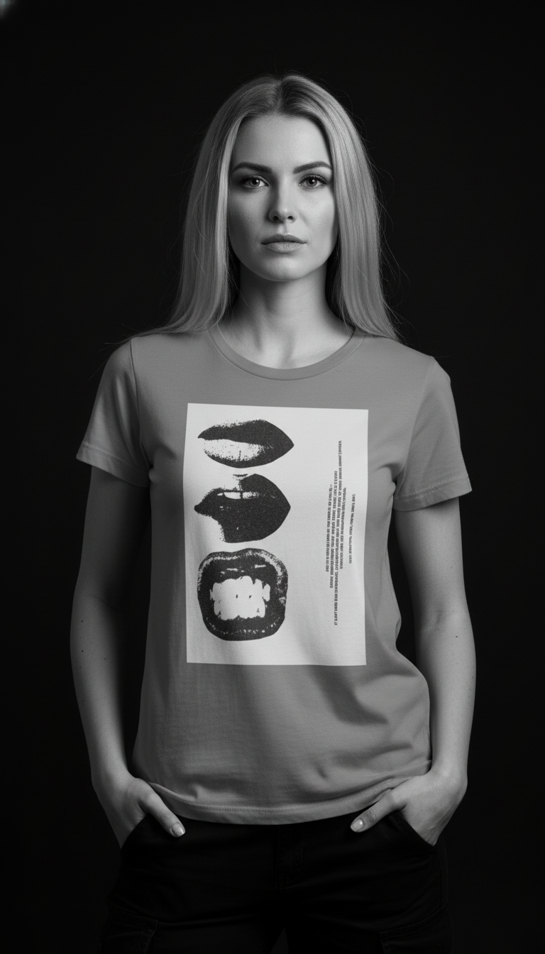 Abstract Lips Graphic T-Shirt for Women – Street Style Statement Tee