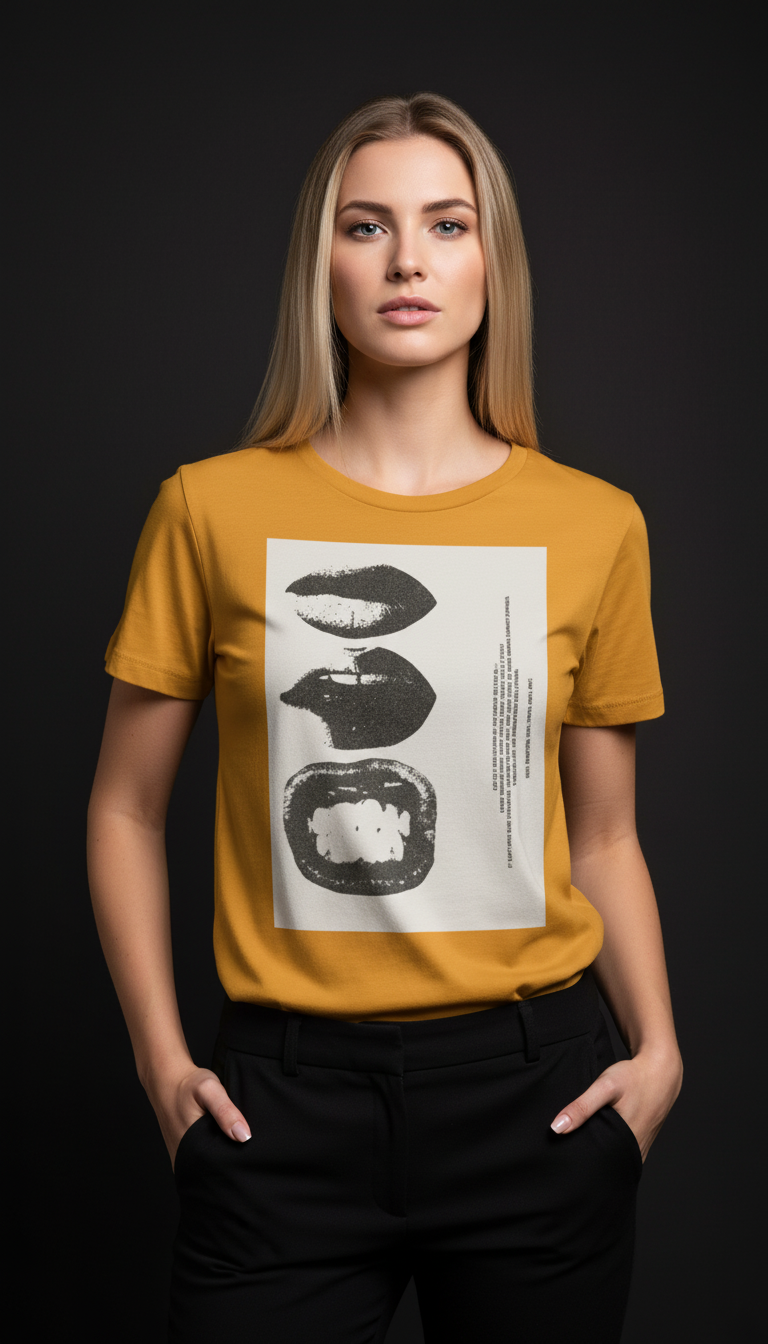 Abstract Lips Graphic T-Shirt for Women – Street Style Statement Tee