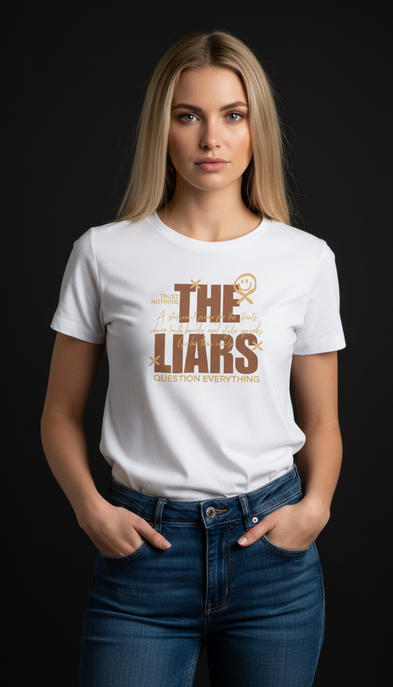 “THE LIARS – Trust Nothing, Question Everything” Black T-Shirt for Women