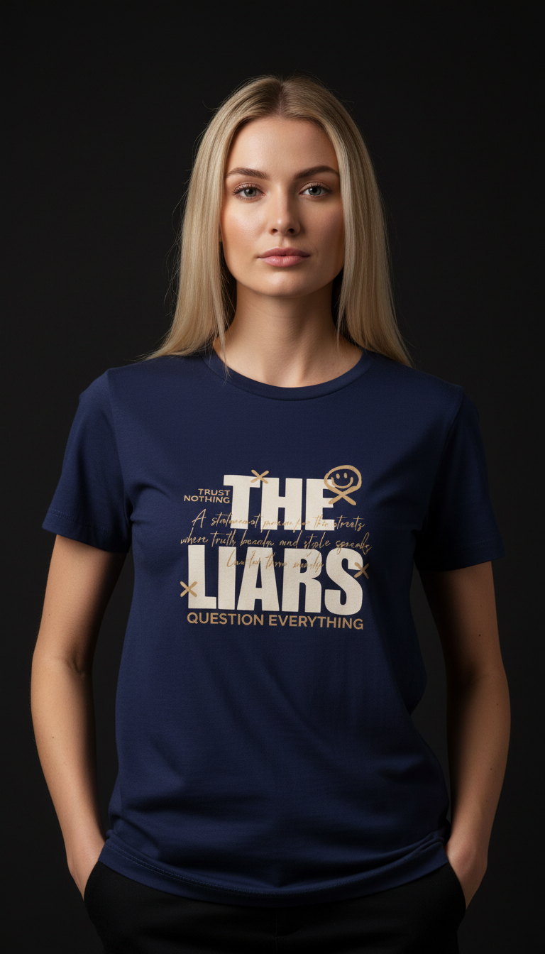 “THE LIARS – Trust Nothing, Question Everything” Black T-Shirt for Women