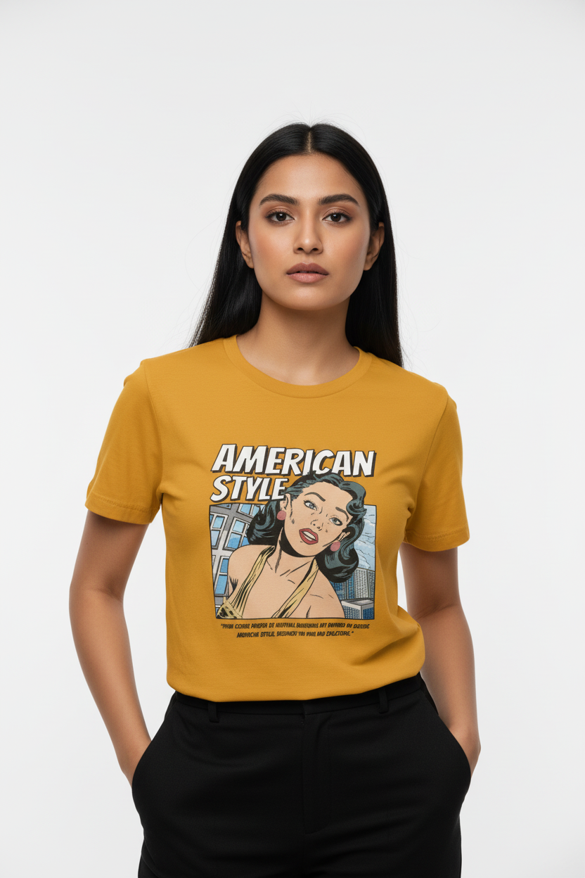 “American Style” Retro Comic Graphic T-Shirt for Women
